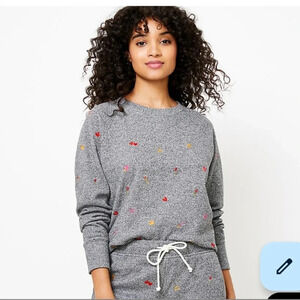 Lou & Grey for Loft pullover emoji sweatshirt women's size L